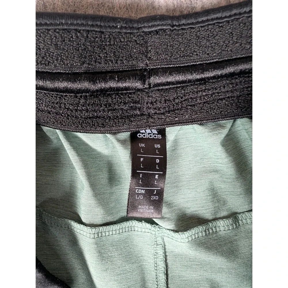 Adidas Mens Sage Green Heathered‎ Training Shorts Laser Cut Perforated Gym L